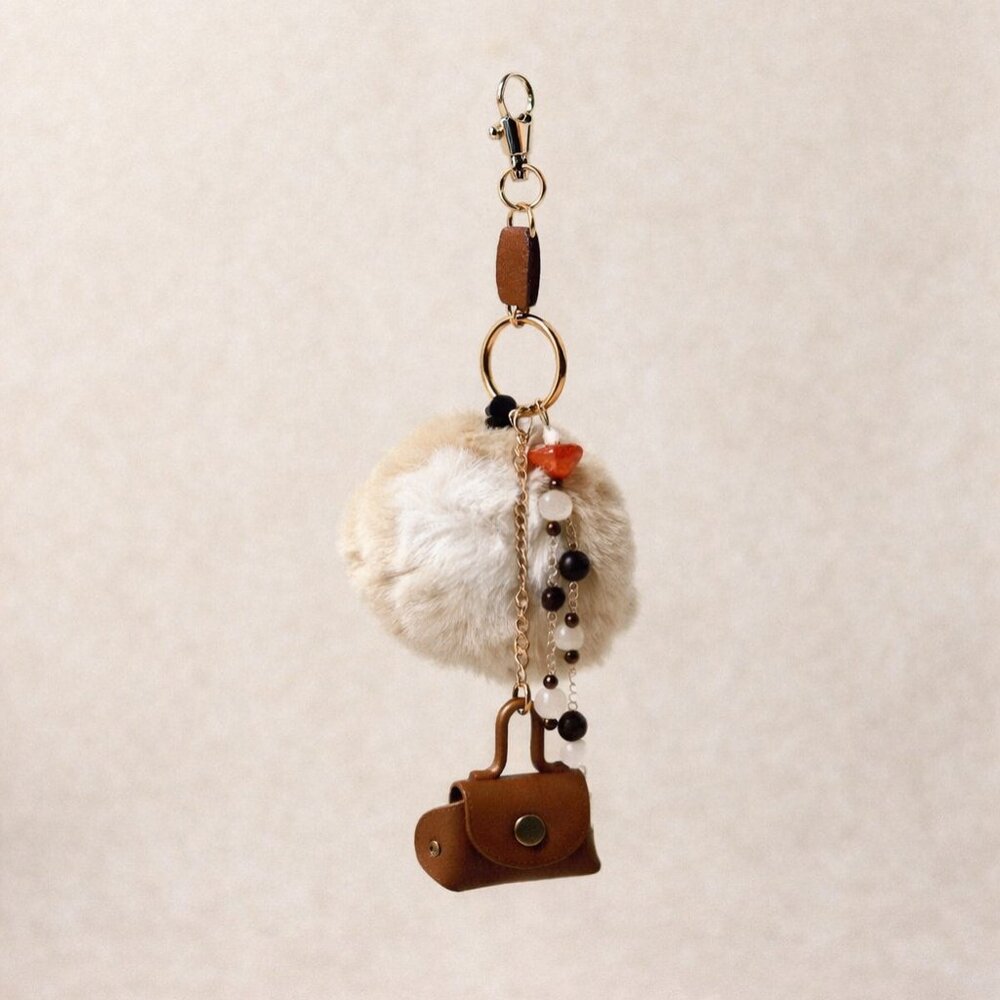 Brown Kawaii Gift Set – Beaded Pen & Matching Keychain + Refill Included - Picture 2 of 8